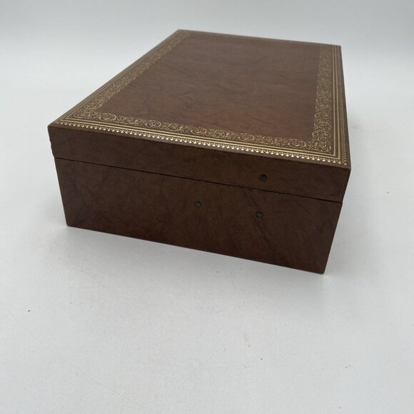 Vintage Mele Jewelry Box Multi Level Tiered Velvet Brown Tan MCM - Picture 12 of 13